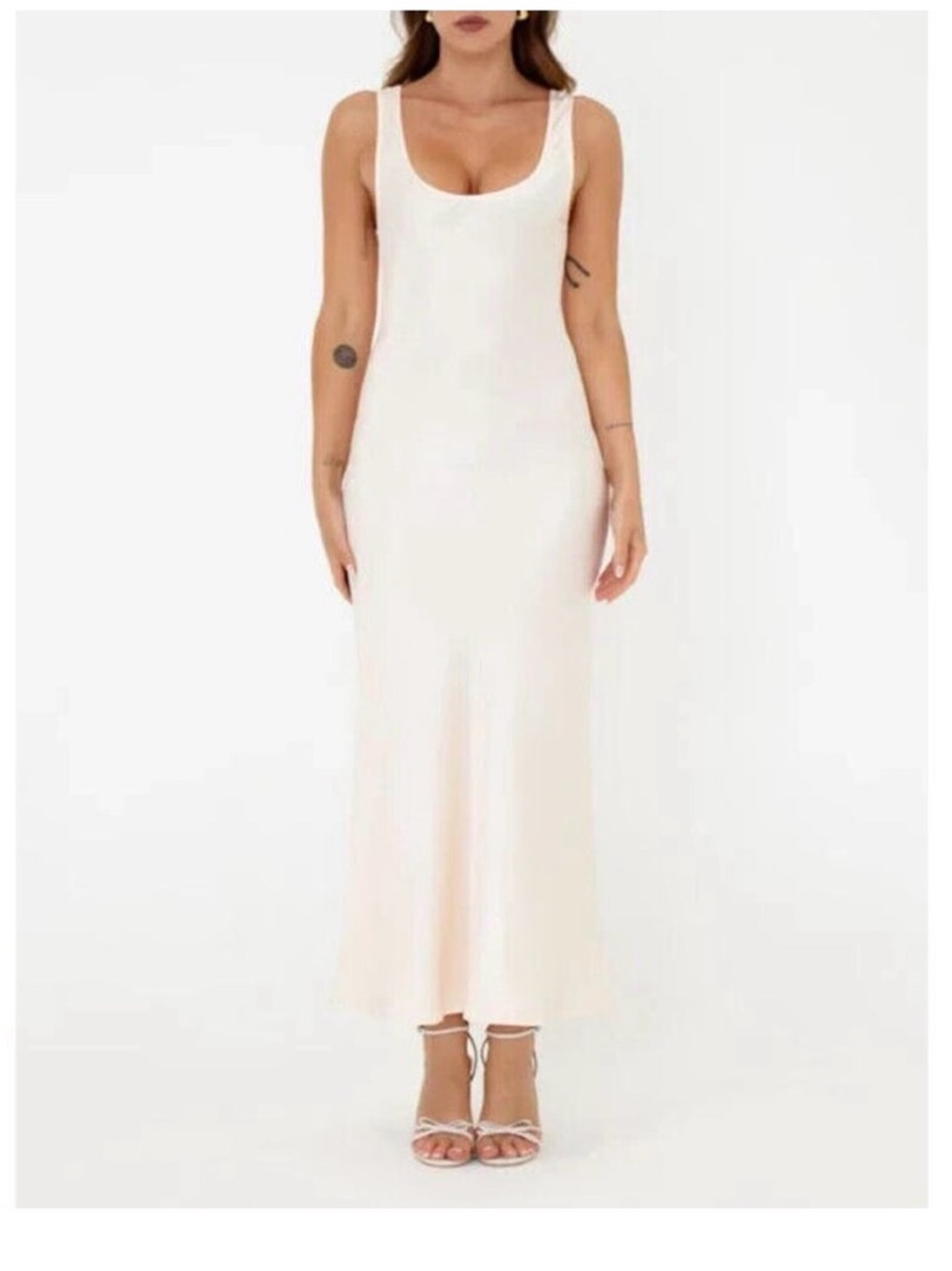 Rumoured satin slip dress cream